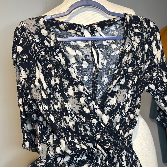 Free People Black and White Ruffled Wrap romper - Picture 3 of 5